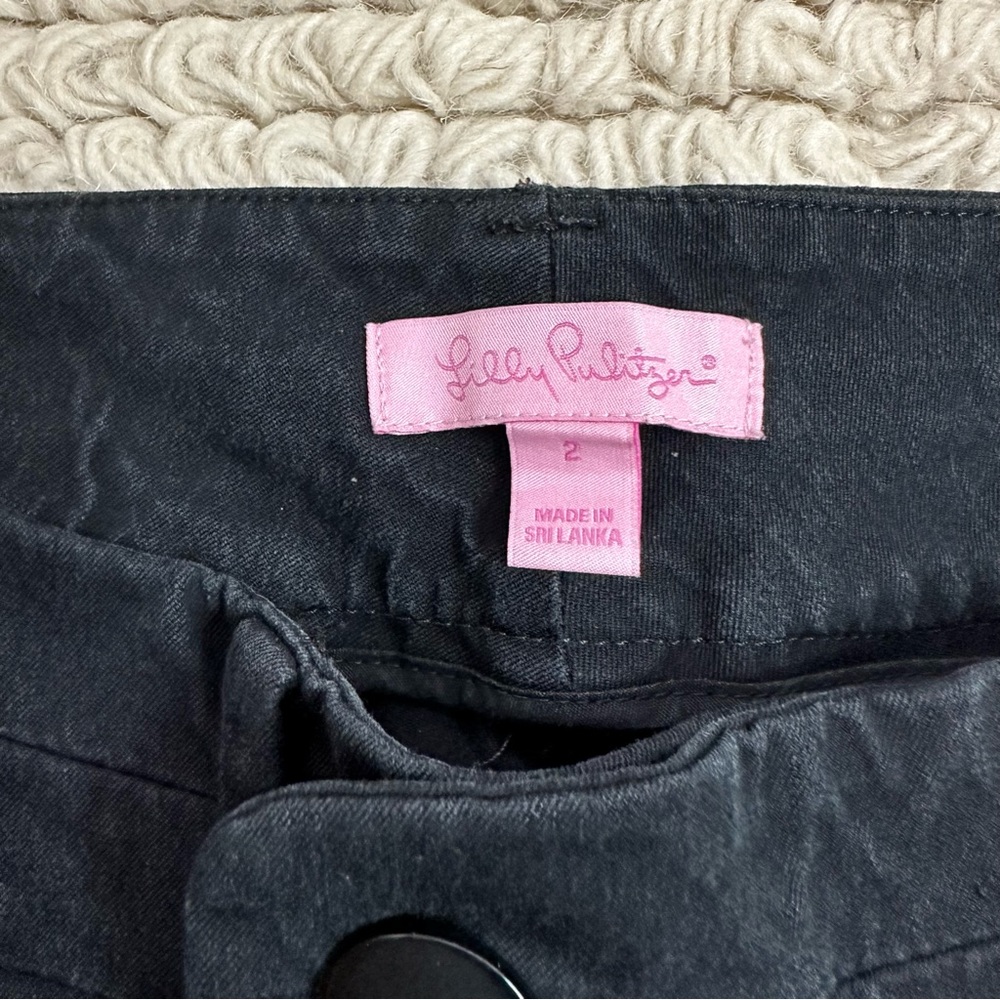 LILLY PULITZER black 2-Way Stretch Luxury Capri slim fit crop pants 2 - Picture 6 of 11